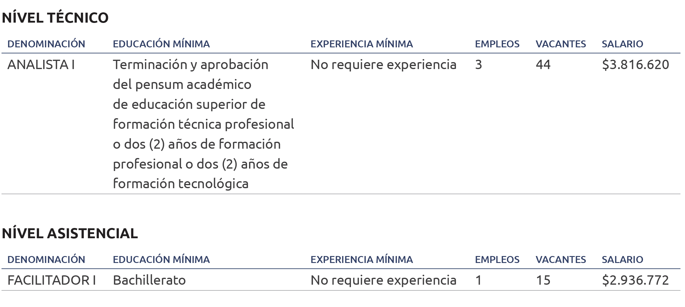 Empleos ofertados para la Convocatoria DIAN 2024: vacantes, requisitos mínimos y salarios.